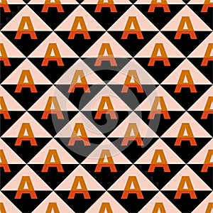 Retro Colorful Seamless pattern in big Ã¢â¬Å AÃ¢â¬Â typo decoration with gemetric play form photo